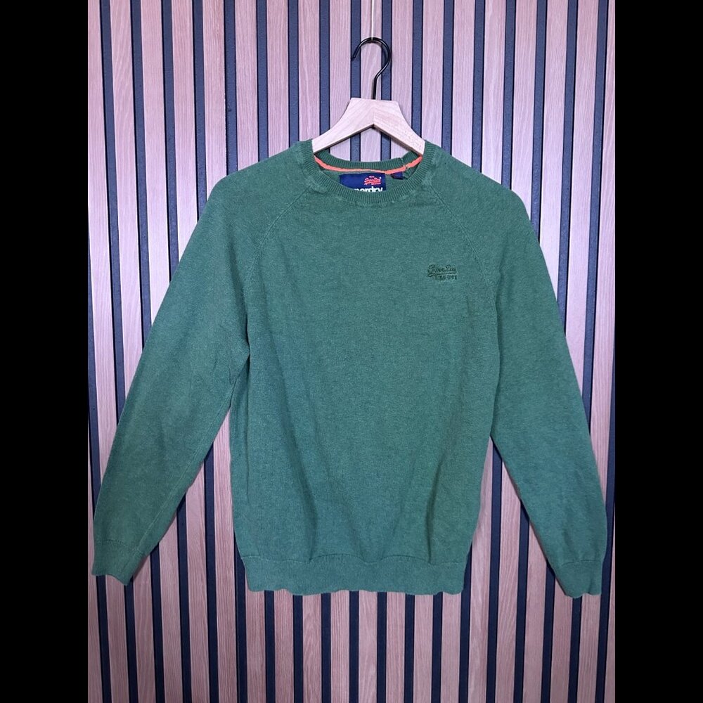 Superdry Sweatshirt Medium Mens Green British Design Crewneck Pullover Fleece